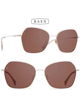 RAEN ZHANA S880 TITANIUM SILK/TEAK GEOMETRIC SUNGLASSES. 57mm